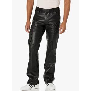 HUDSON Mens Walker Cargo Kick Flare, Vegan Leather, Phantom Black, Size 38